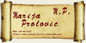 Marija Prolović vizit kartica